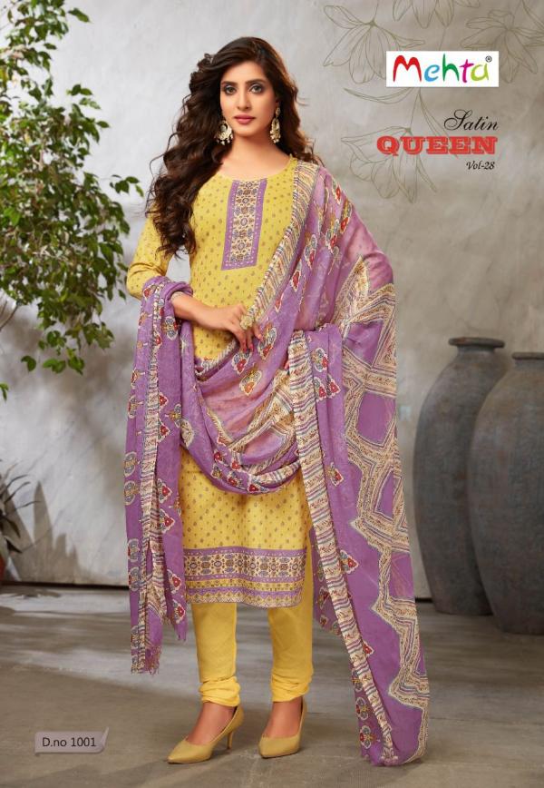 Mehta Satin Queen Vol-28 Glaze Cotton Designer exclusive Dress Material